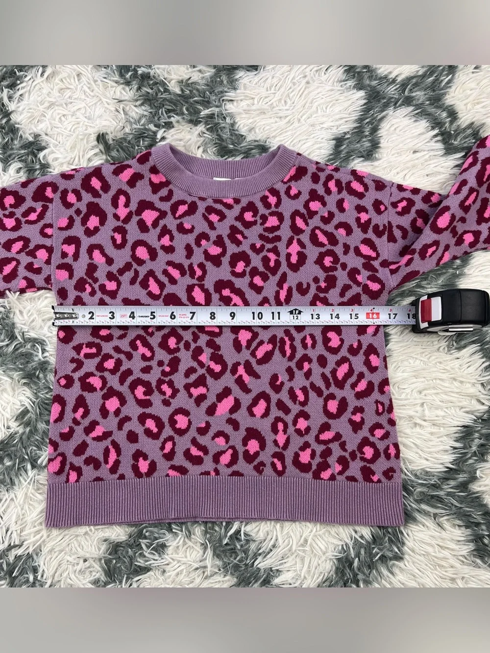 Gap Kids Girl Purple Pink Relaxed Intarsia Sweatshirt Size XXL 14-16